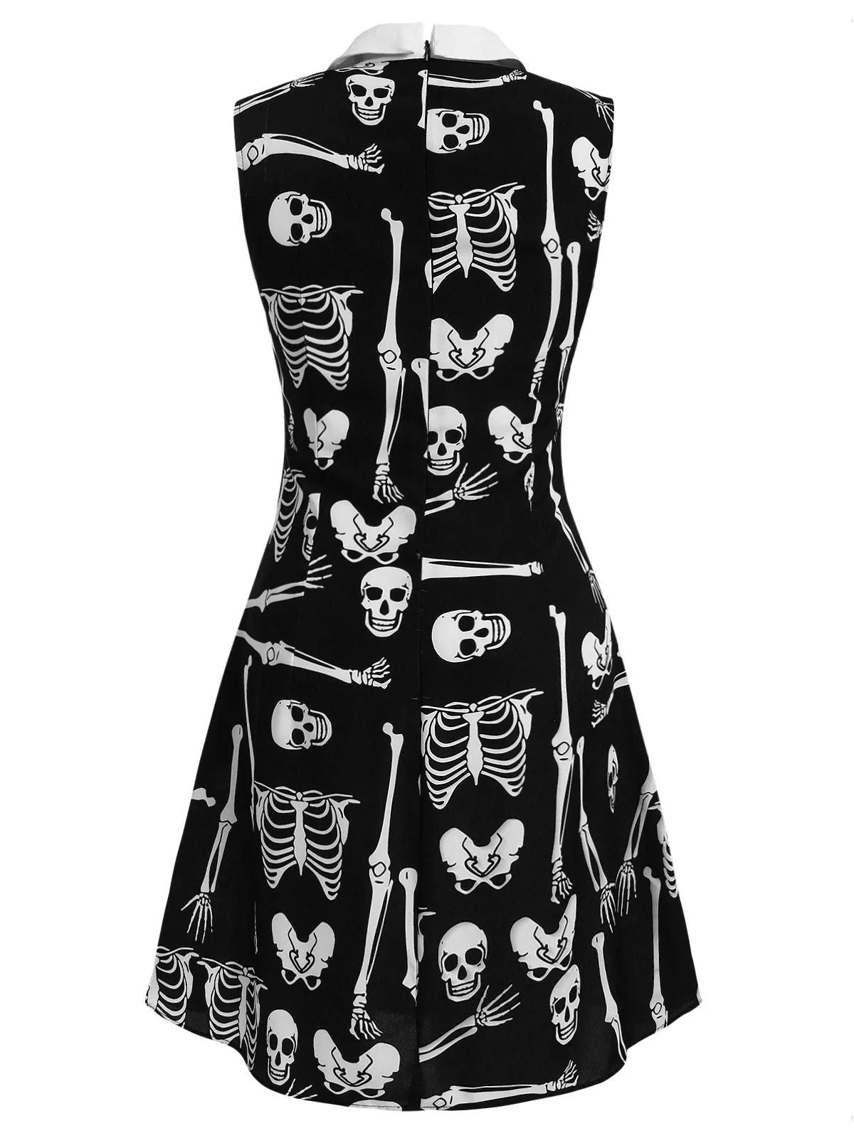Black 1960s Halloween Skeleton Lapel Mod Dress sold by Retro Stage product image thumbnail 4