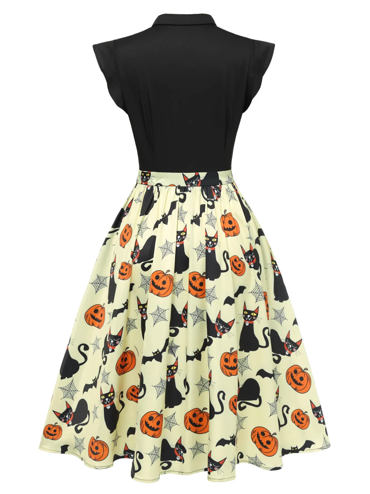 Yellow 1950s Halloween Bow Lapel Dress sold by Retro Stage product image thumbnail 4