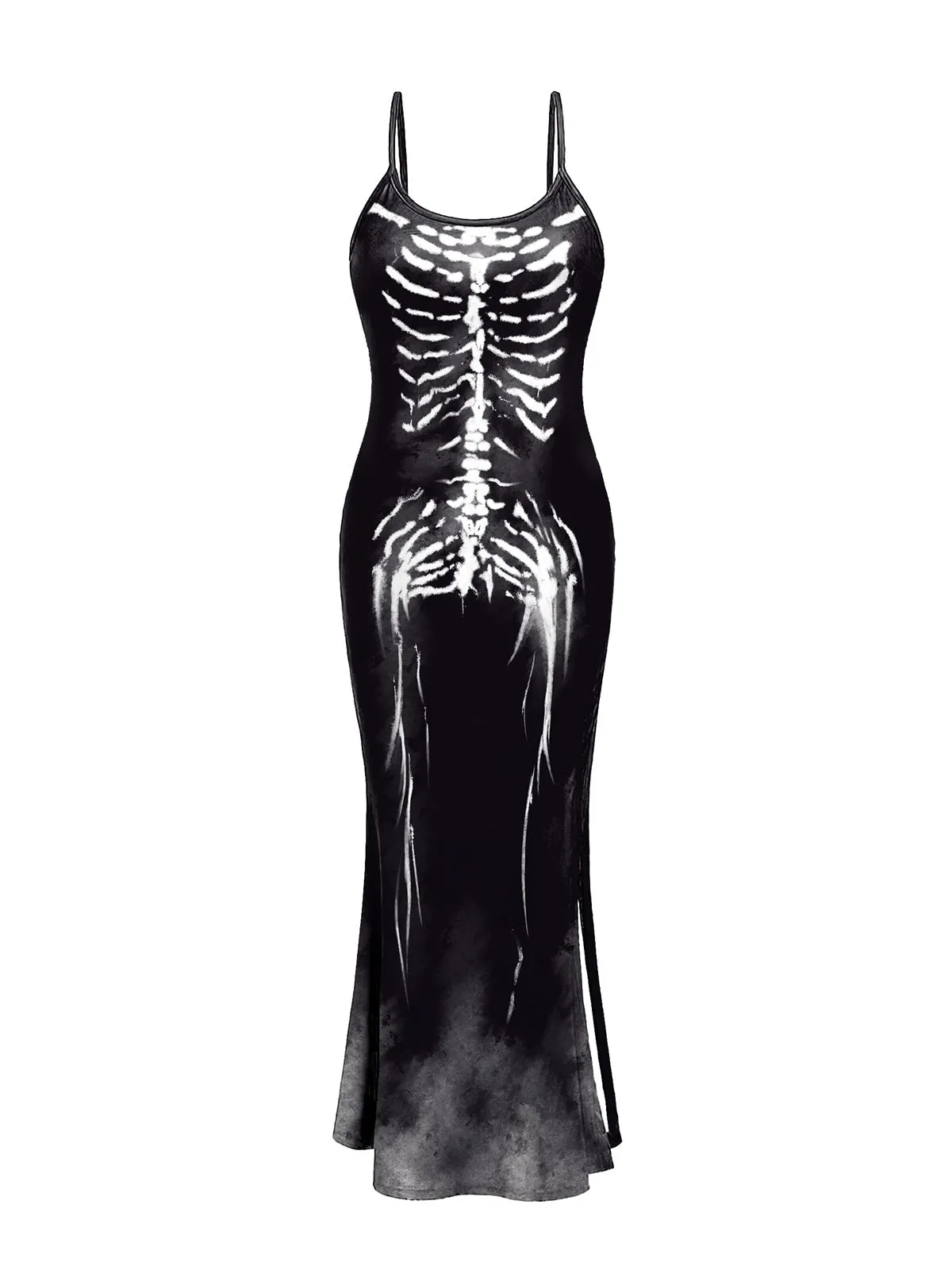 Black 1930s Skeleton Slit Spaghetti Straps Dress sold by Retro Stage