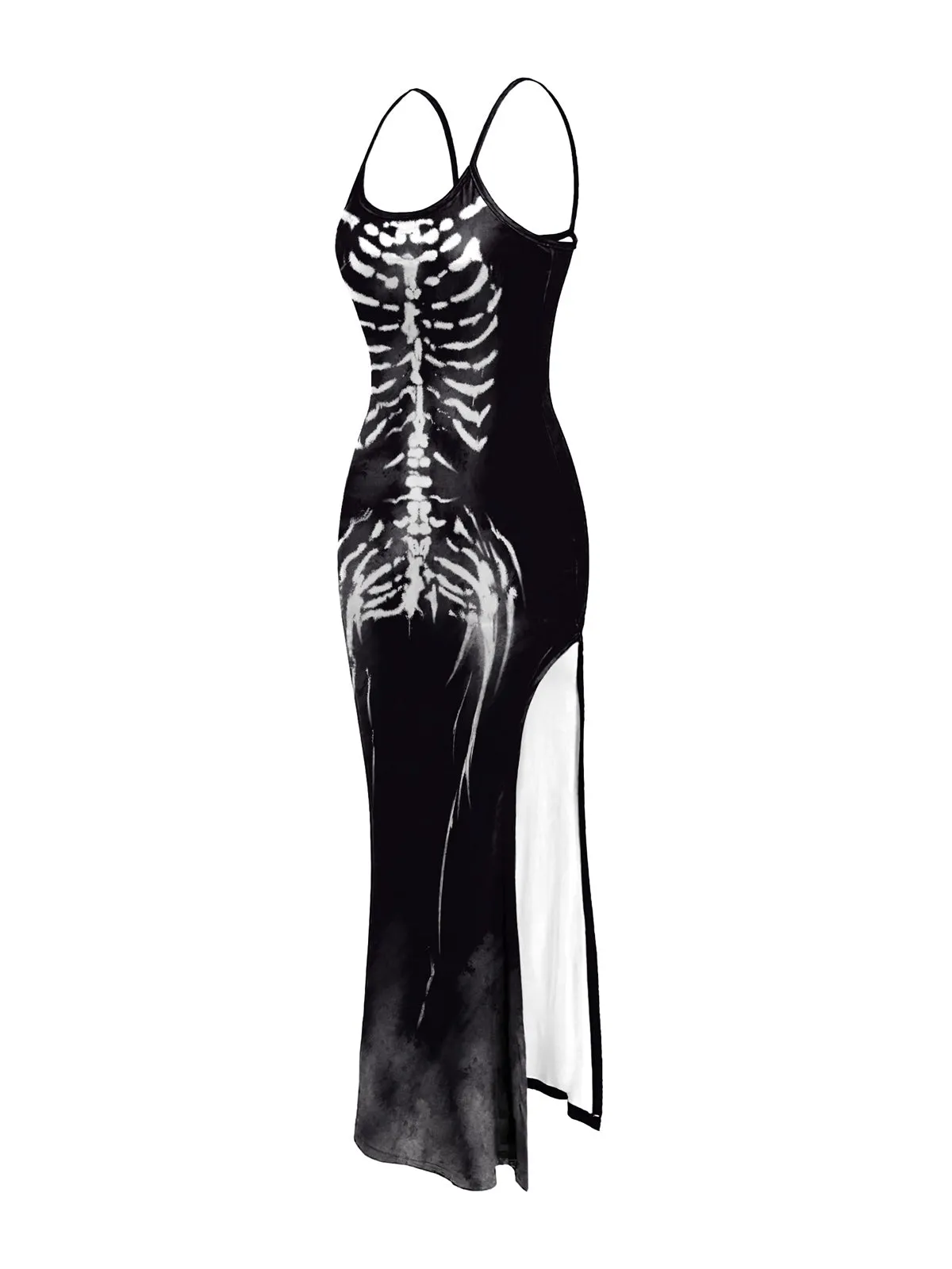 Black 1930s Skeleton Slit Spaghetti Straps Dress sold by Retro Stage product image thumbnail 5