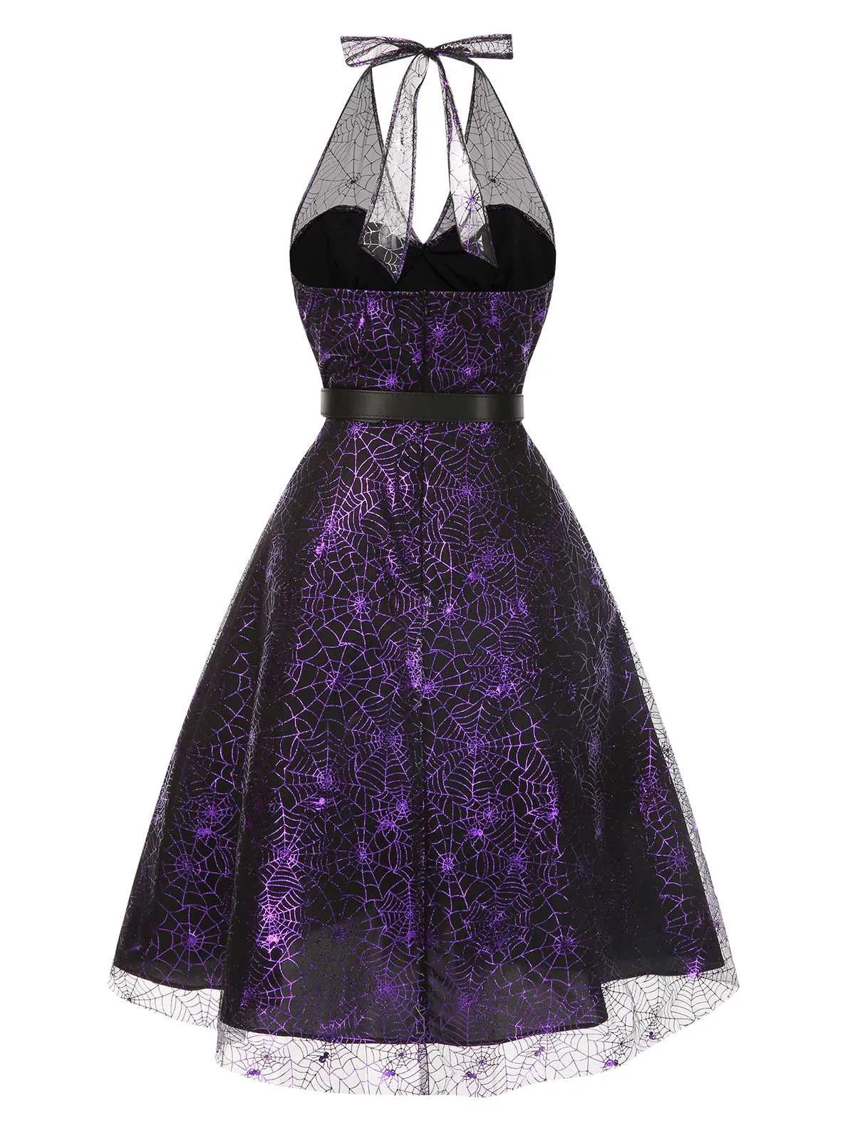 Purple 1950s Laser Mesh Spiderweb Halter Dress sold by Retro Stage product image thumbnail 3