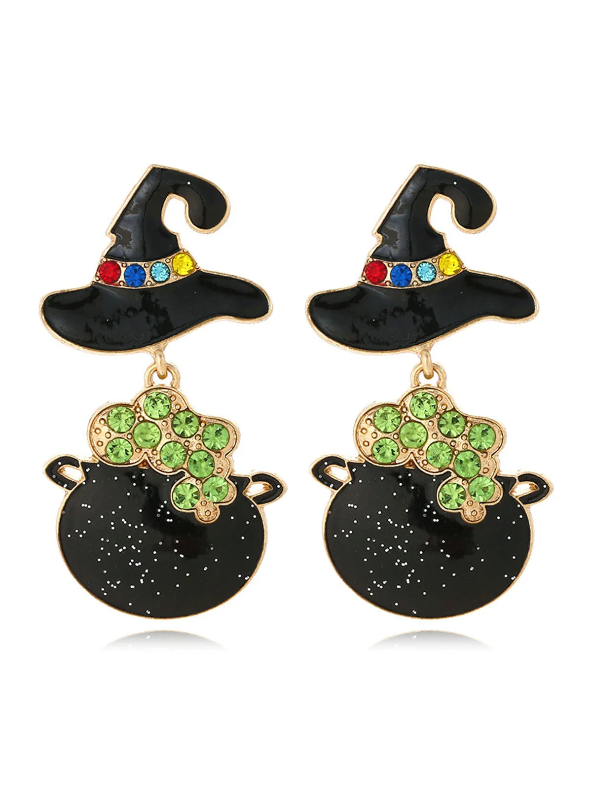 Black Halloween Cartoon Witch Hat Earrings sold by Retro Stage