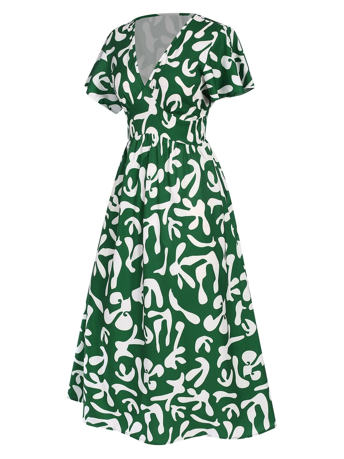 Green 1940s Colorblock Cap Dress sold by Retro Stage product image thumbnail 3
