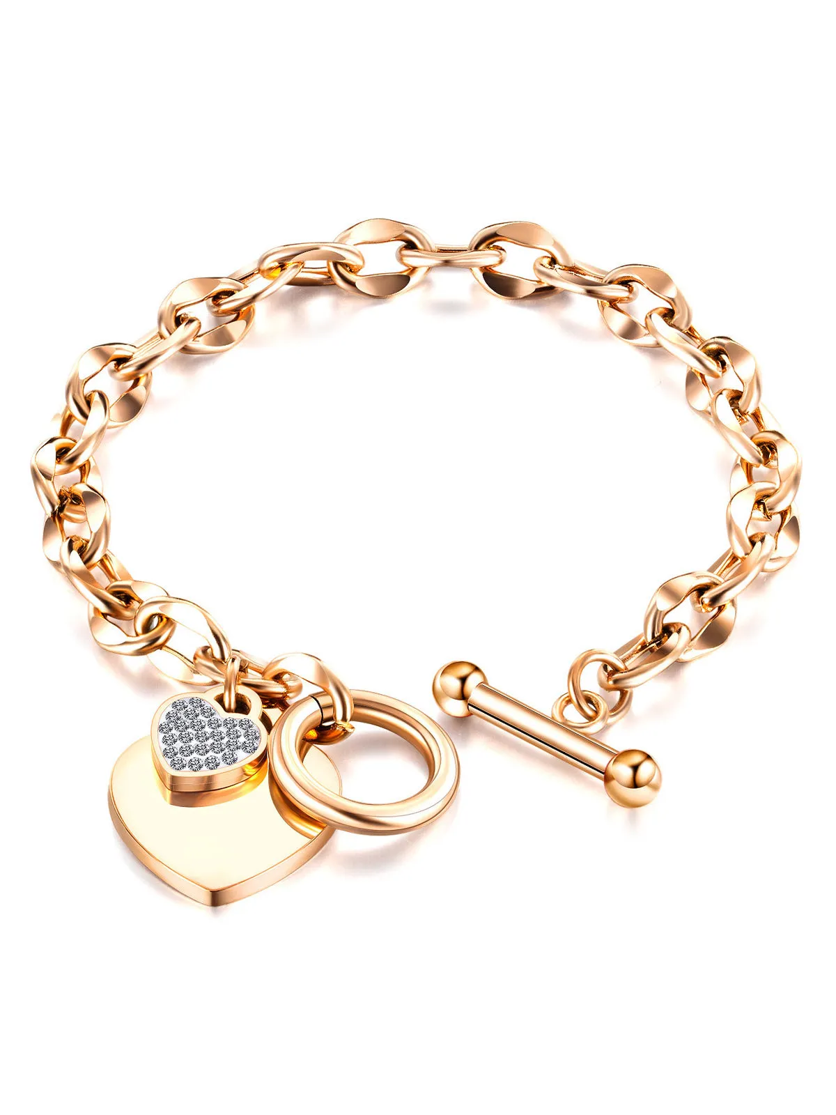 Gold Heart Rhinestone Vintage Bracelet sold by Retro Stage