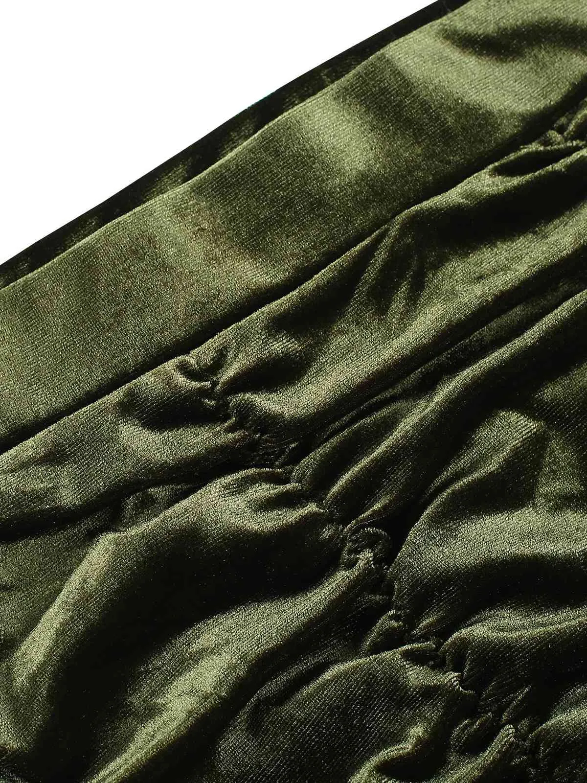 Green 1960s Solid Wrinkles Velvet Skirt sold by Retro Stage product image thumbnail 4