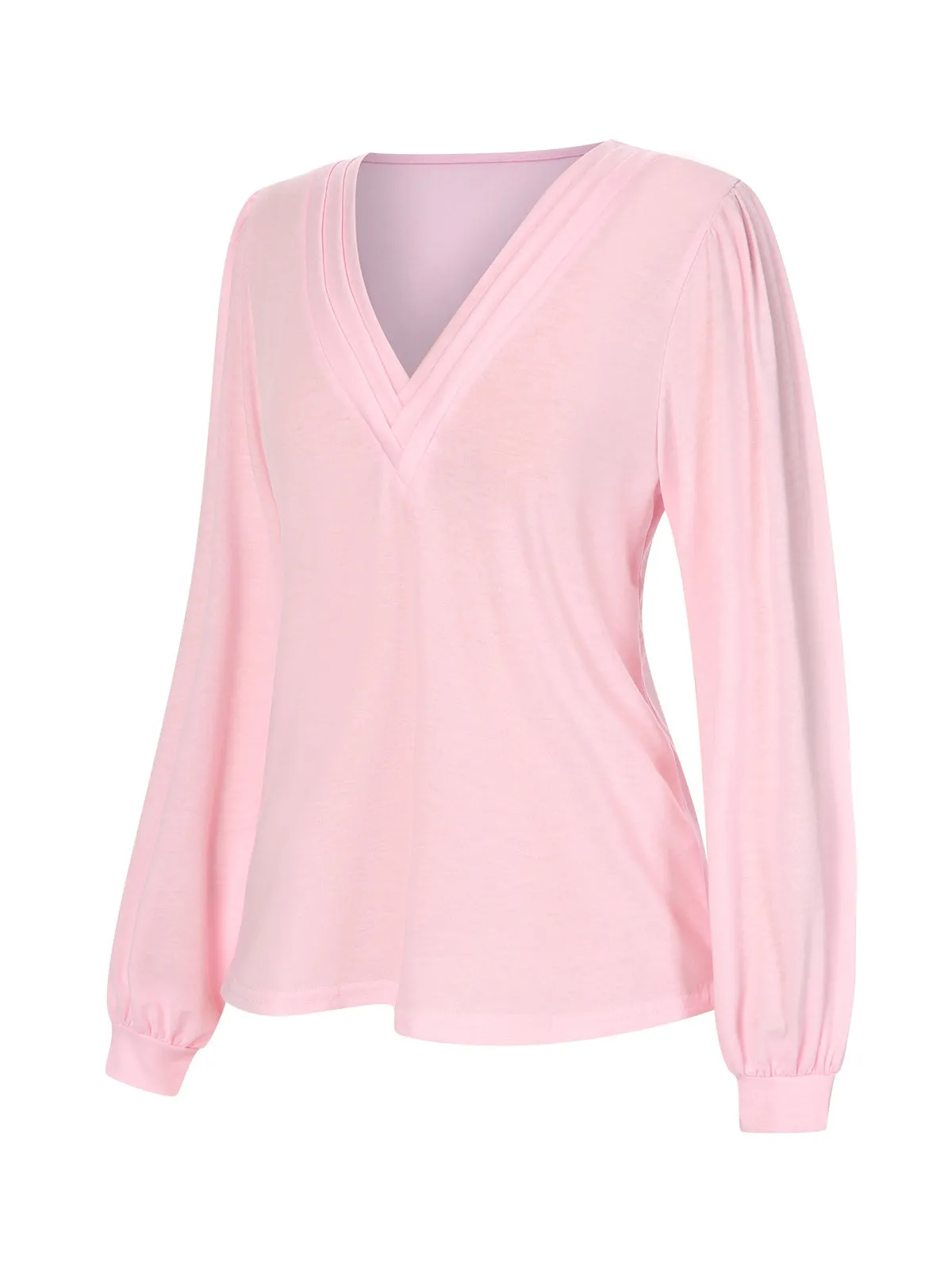 Pink 1930s V-Neck Lantern Sleeve Top sold by Retro Stage product image thumbnail 3