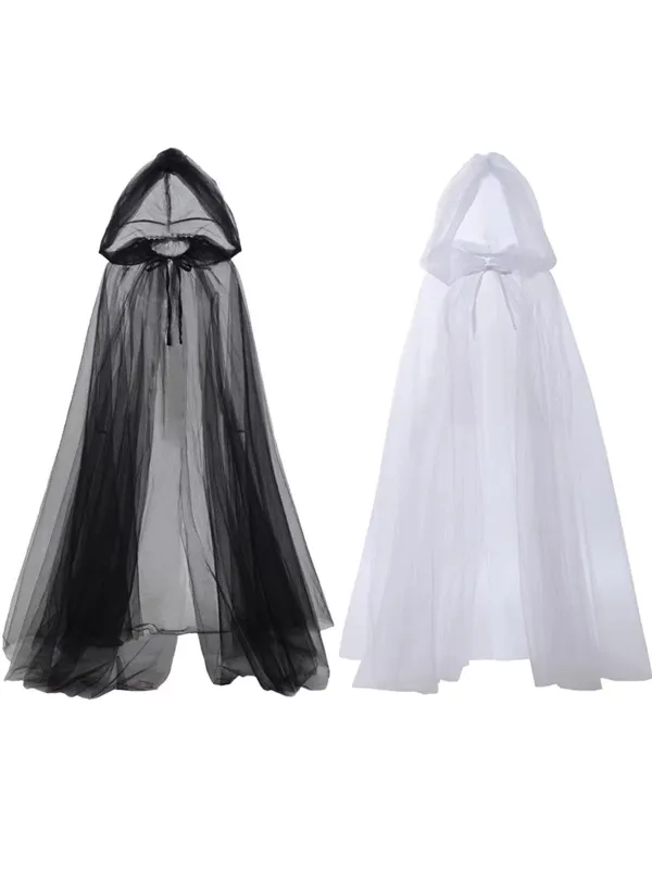 Halloween Retro Gothic Tulle Hooded Cape Cloak sold by Retro Stage
