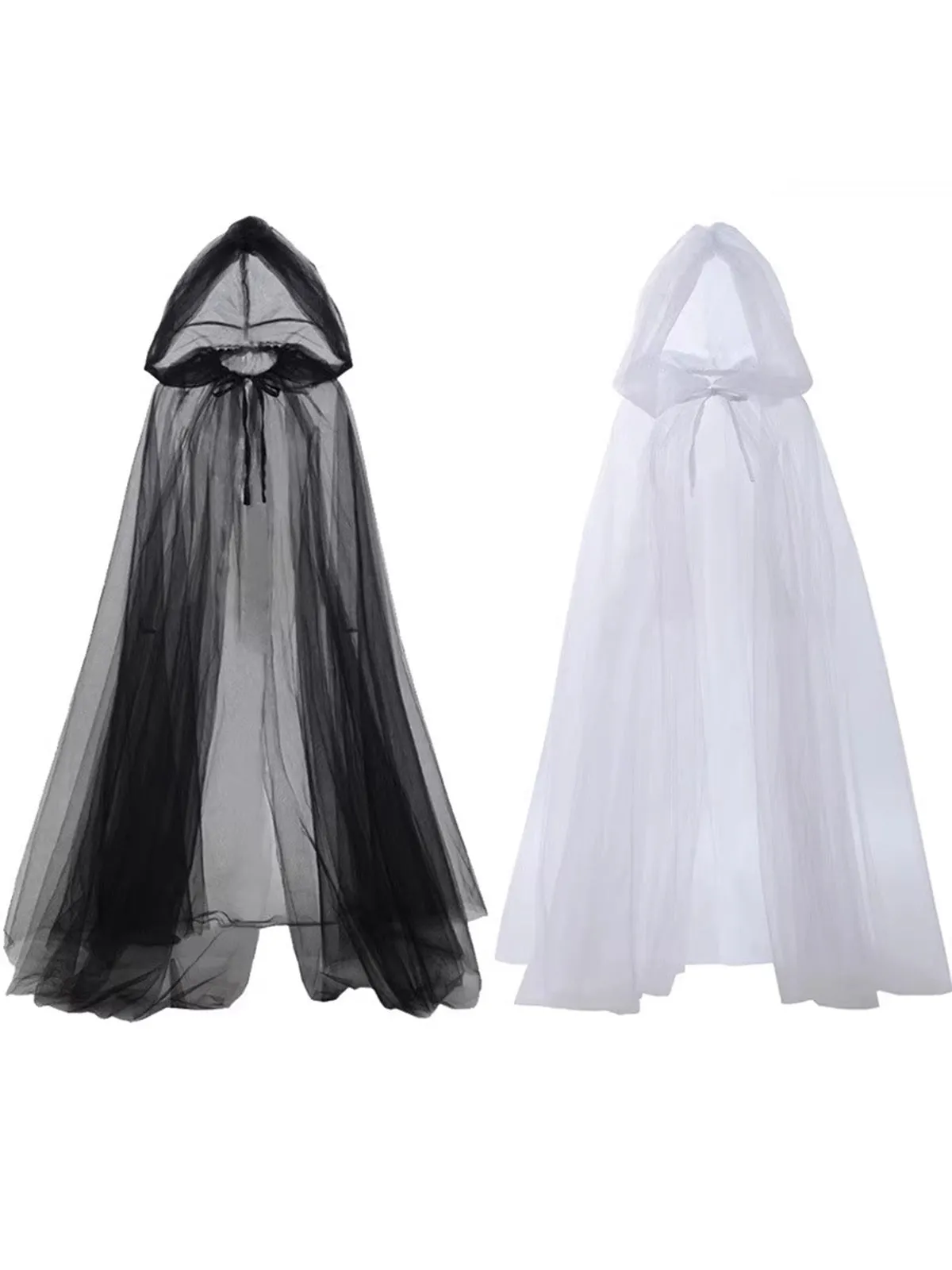 Halloween Retro Gothic Tulle Hooded Cape Cloak sold by Retro Stage
