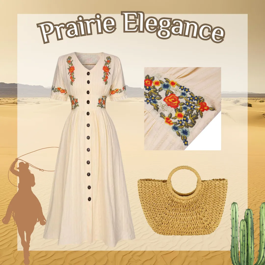 Pure Cotton Beige 1940s V-Neck Floral Dress sold by Retro Stage