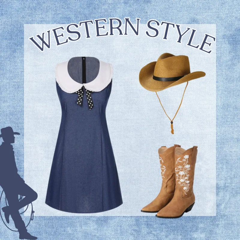 Blue 1960s Peter Pan Collar Denim Dress sold by Retro Stage