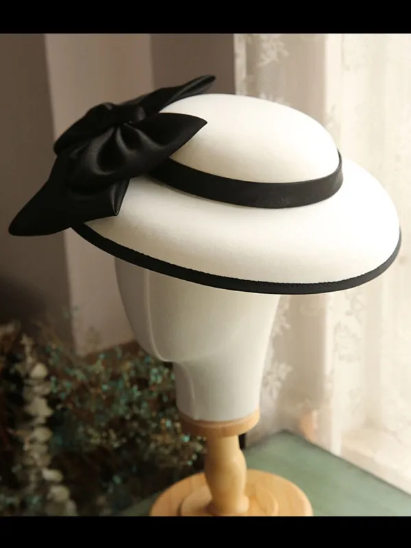 White Retro Bow Knot Wedding Hat sold by Retro Stage