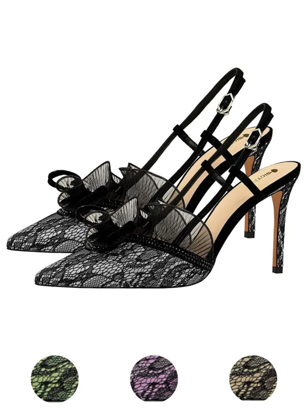 Retro Lace Décor Sling Back Shoes sold by Retro Stage