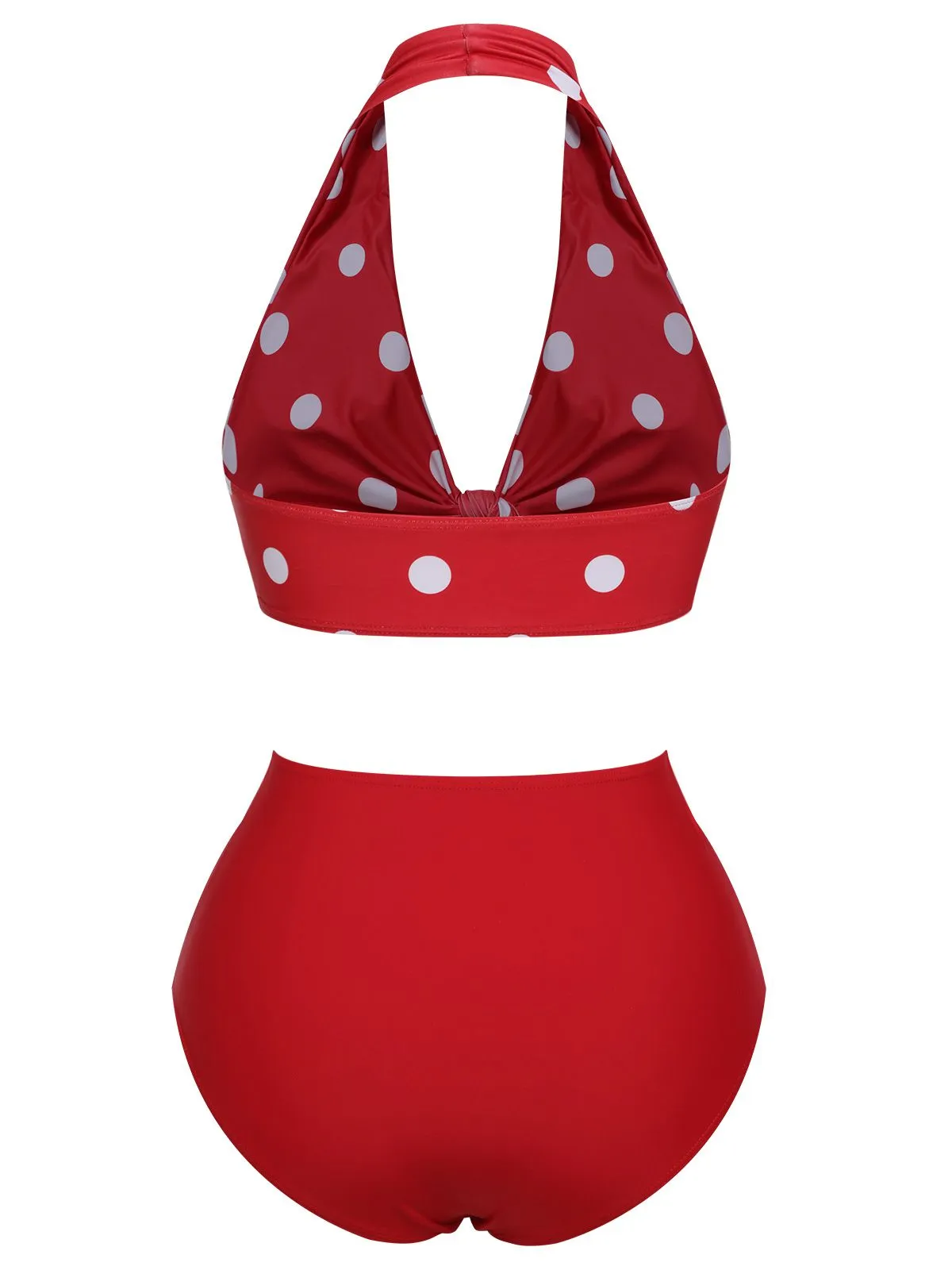 Red 1950s Polka Dot Tie Halter Swimsuit sold by Retro Stage product image thumbnail 5