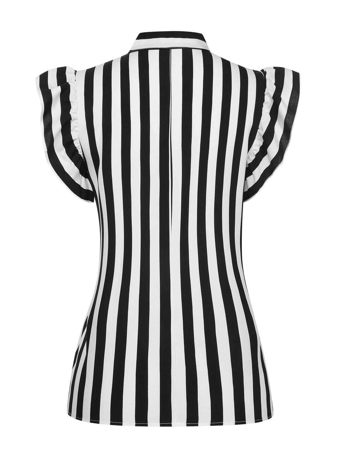 2PCS Black 1930s Stripes Tie Collar Blouse & Suspender Pants sold by Retro Stage product image thumbnail 5