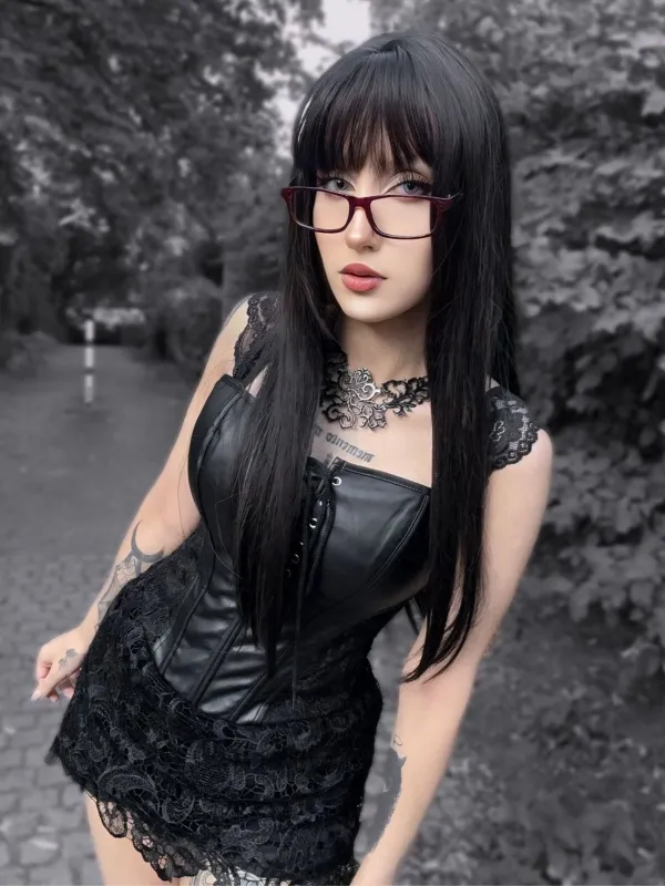 Black Steampunk Leather Gothic Lace Corset sold by Retro Stage