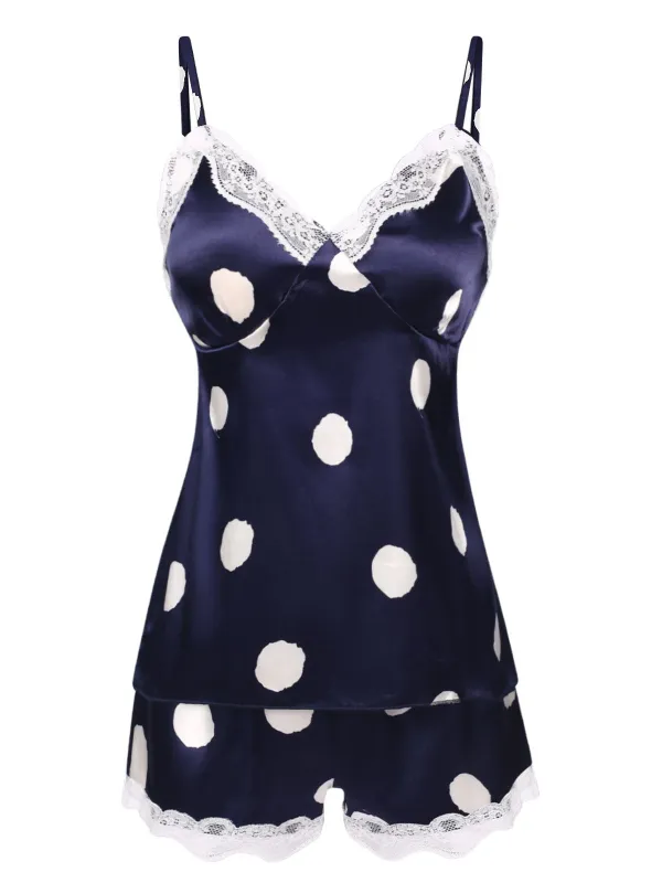 1950s Polka Dot Lace Camisole Sleepwear sold by Retro Stage