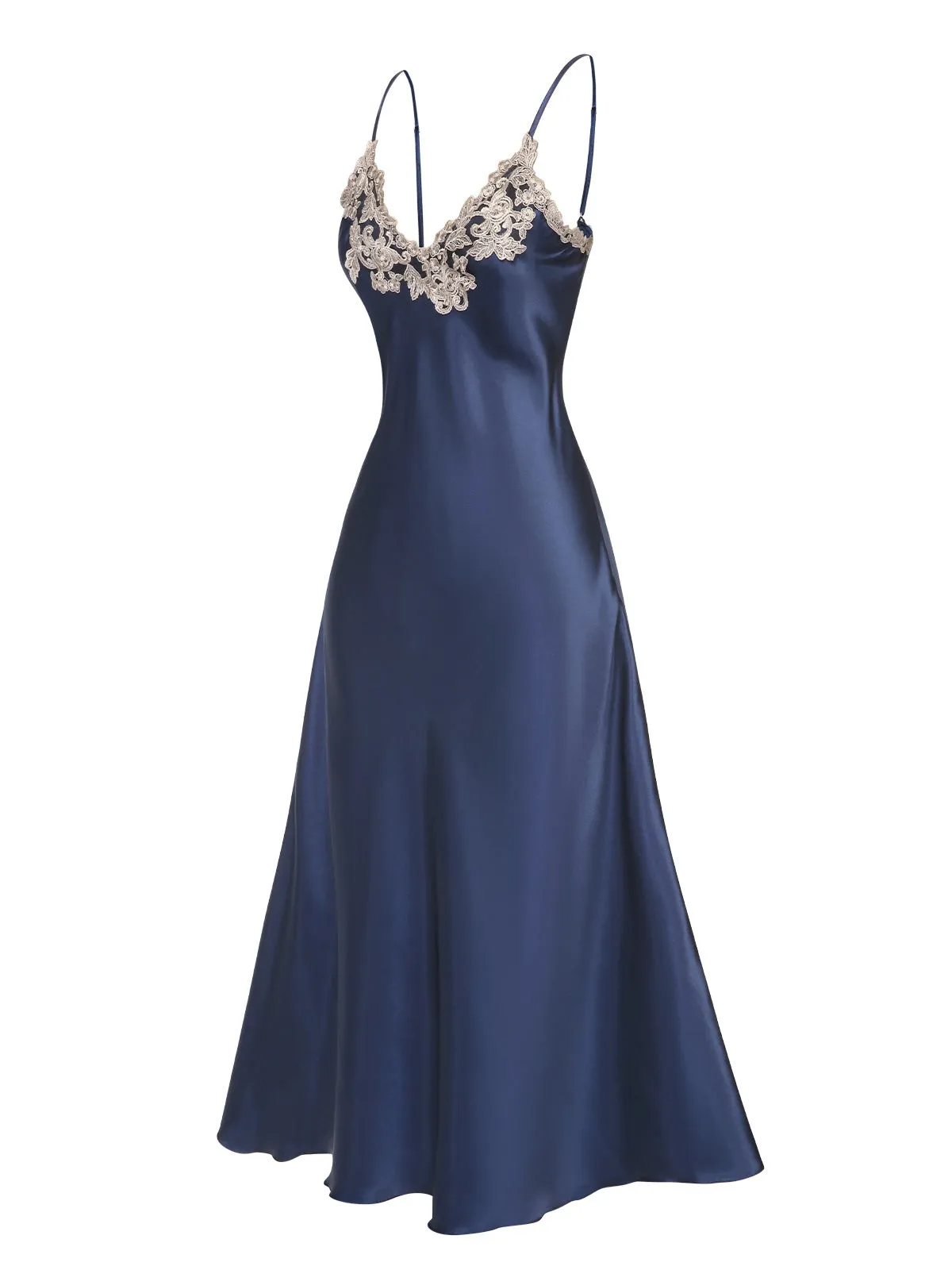 1930s Embroidered Faux Satin Strap Nightgown sold by Retro Stage product image thumbnail 3