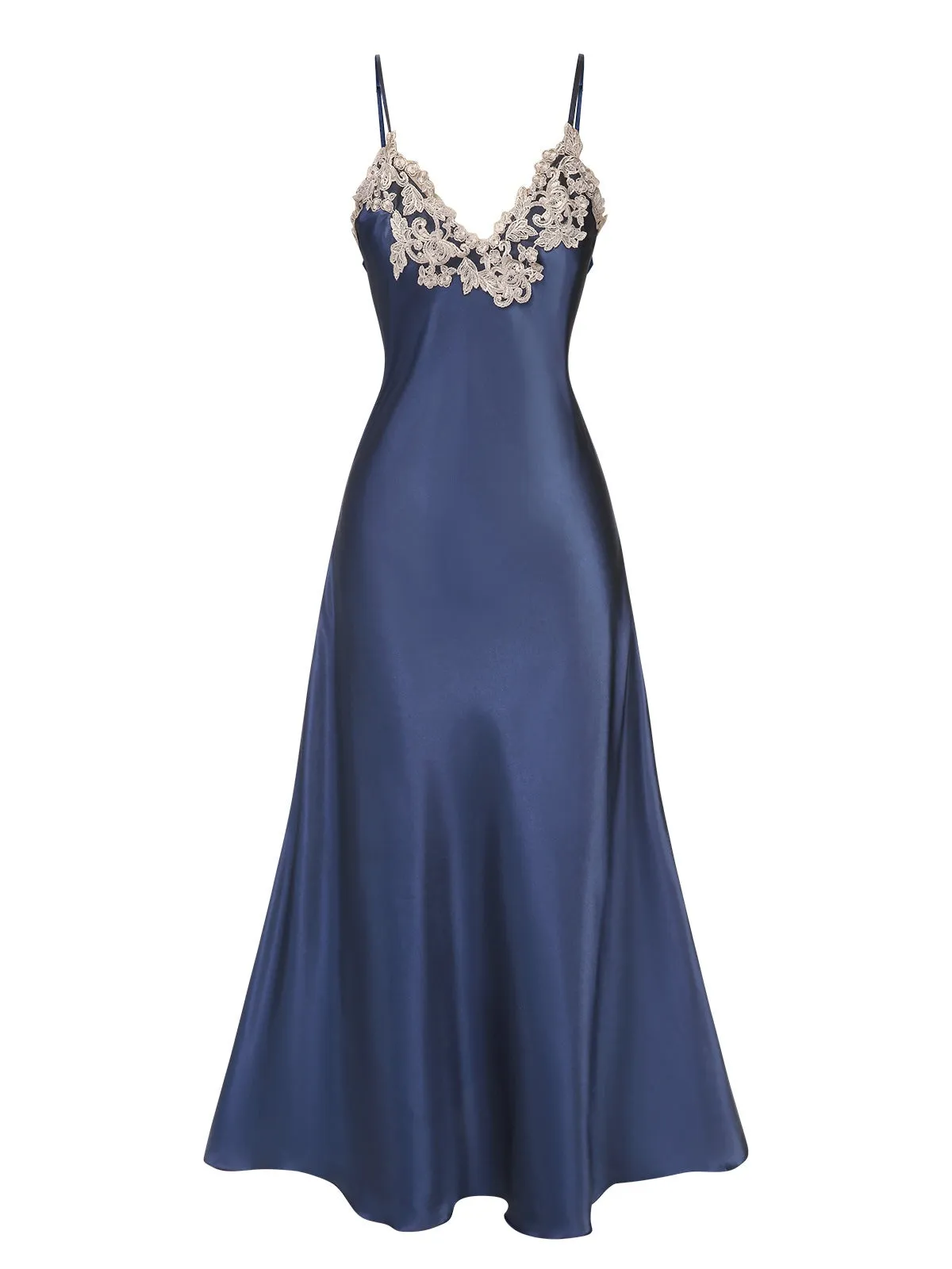 1930s Embroidered Faux Satin Strap Nightgown sold by Retro Stage product image thumbnail 2