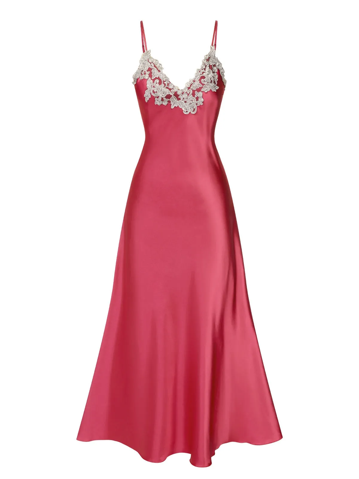 1930s Embroidered Faux Satin Strap Nightgown sold by Retro Stage product image thumbnail 2