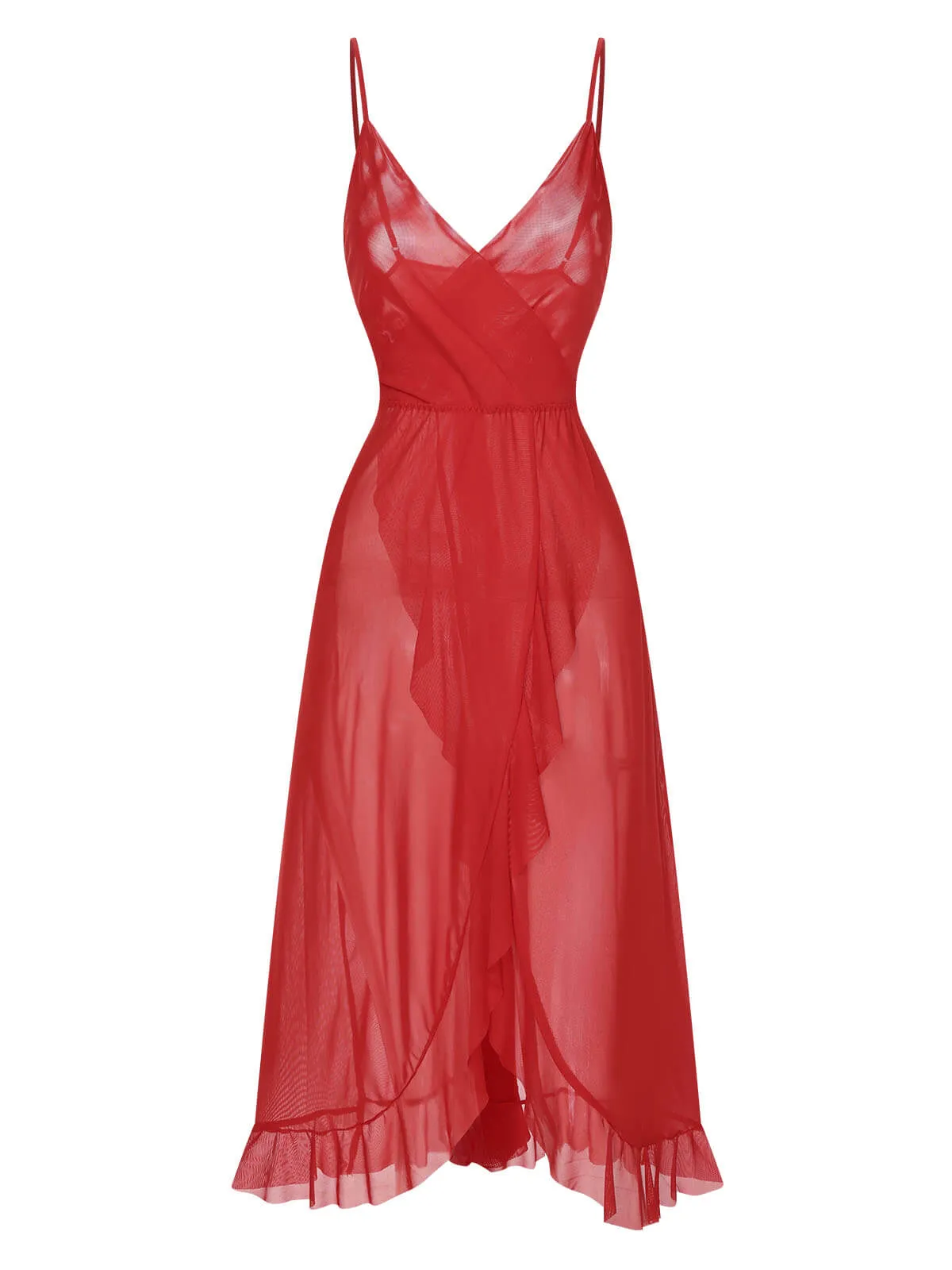 1930s Solid V-Neck Ruffle Sheer Nightgown sold by Retro Stage product image thumbnail 3