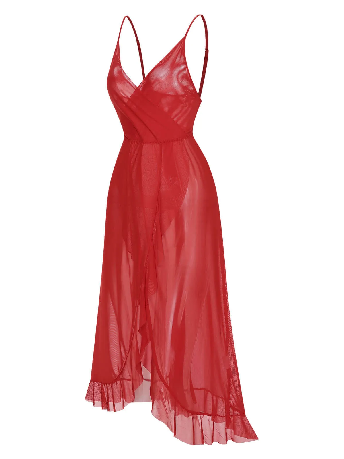 1930s Solid V-Neck Ruffle Sheer Nightgown sold by Retro Stage product image thumbnail 4