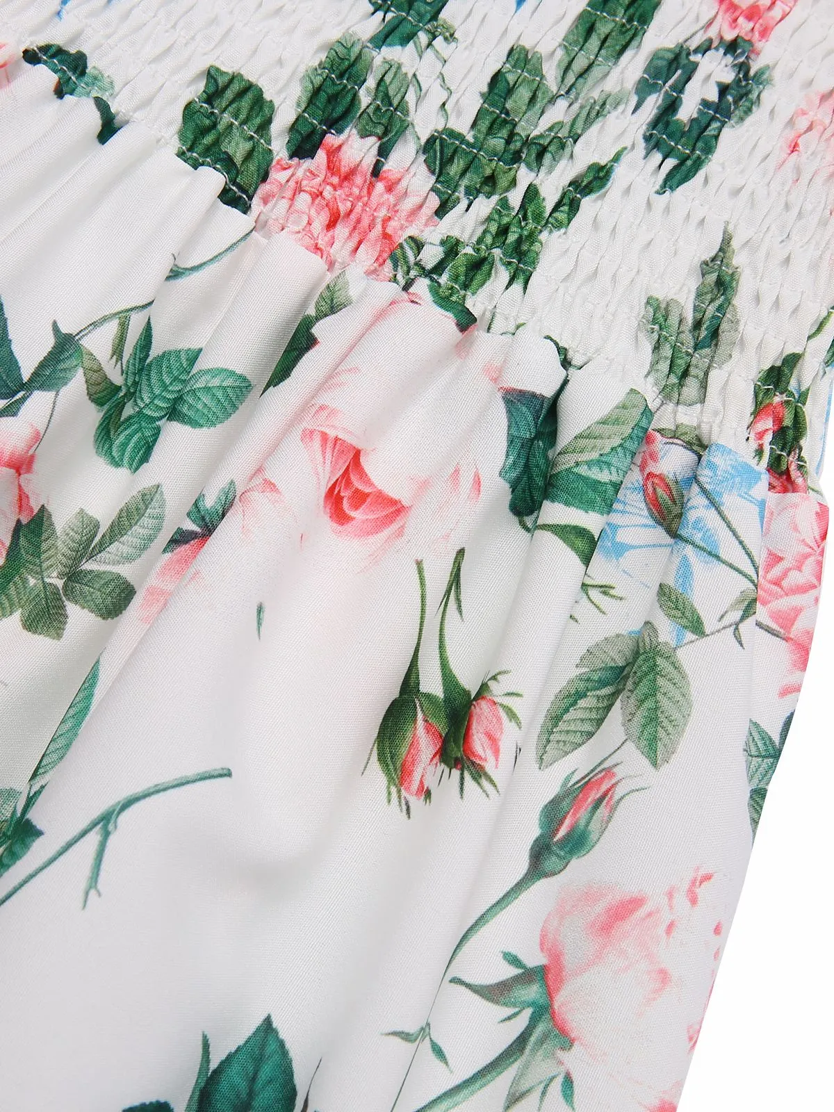 White 1940s Floral Pleated Belt Dress sold by Retro Stage product image thumbnail 4