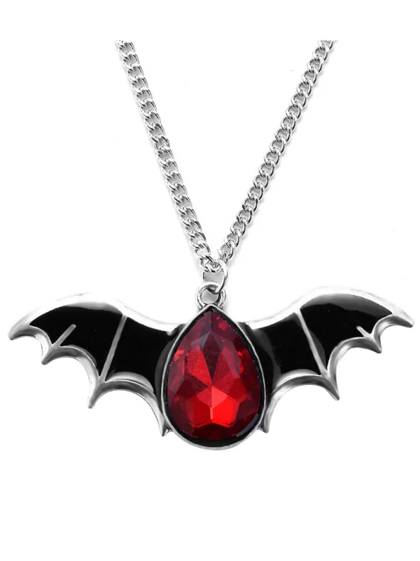 Halloween Bat Blood Drop Pendant Necklace sold by Retro Stage