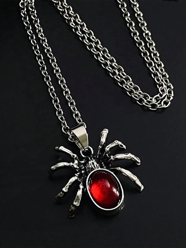 Halloween Spider Blood Drop Pendant Necklace sold by Retro Stage