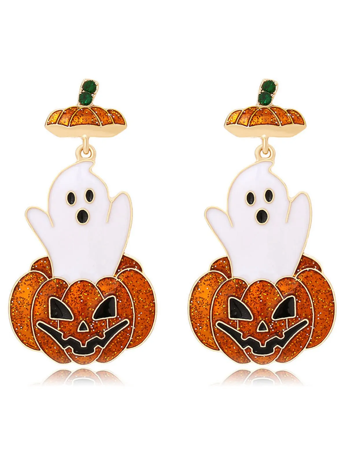 Orange Halloween Ghost & Pumpkin Earrings sold by Retro Stage