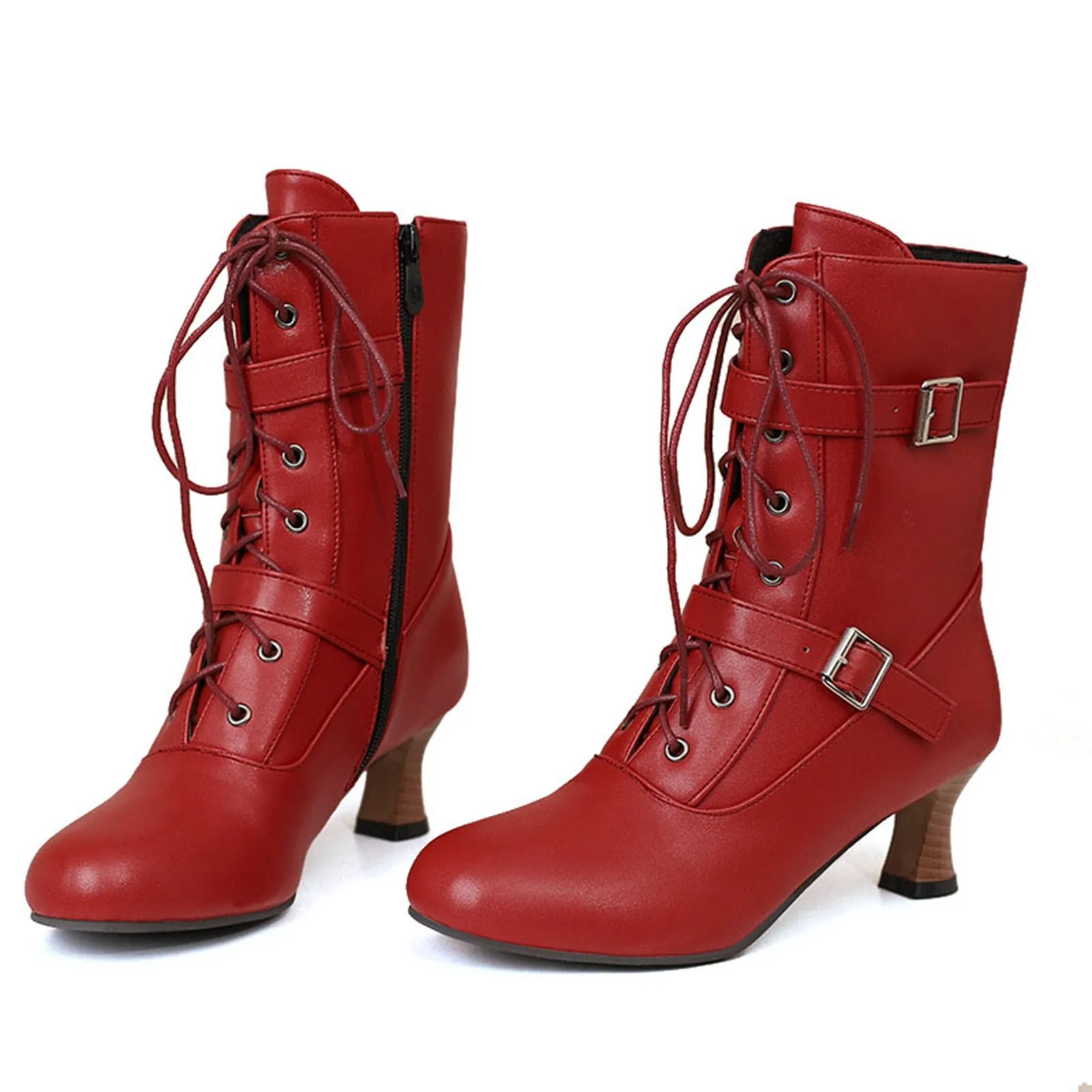 Vintage Leather Lace-up High Heel Boots sold by Retro Stage product image thumbnail 4