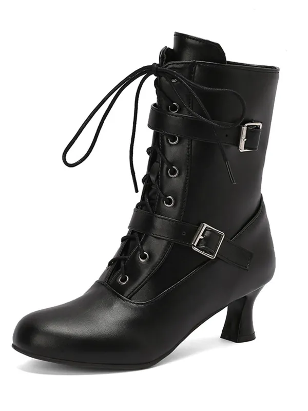 Vintage Leather Lace-up High Heel Boots sold by Retro Stage