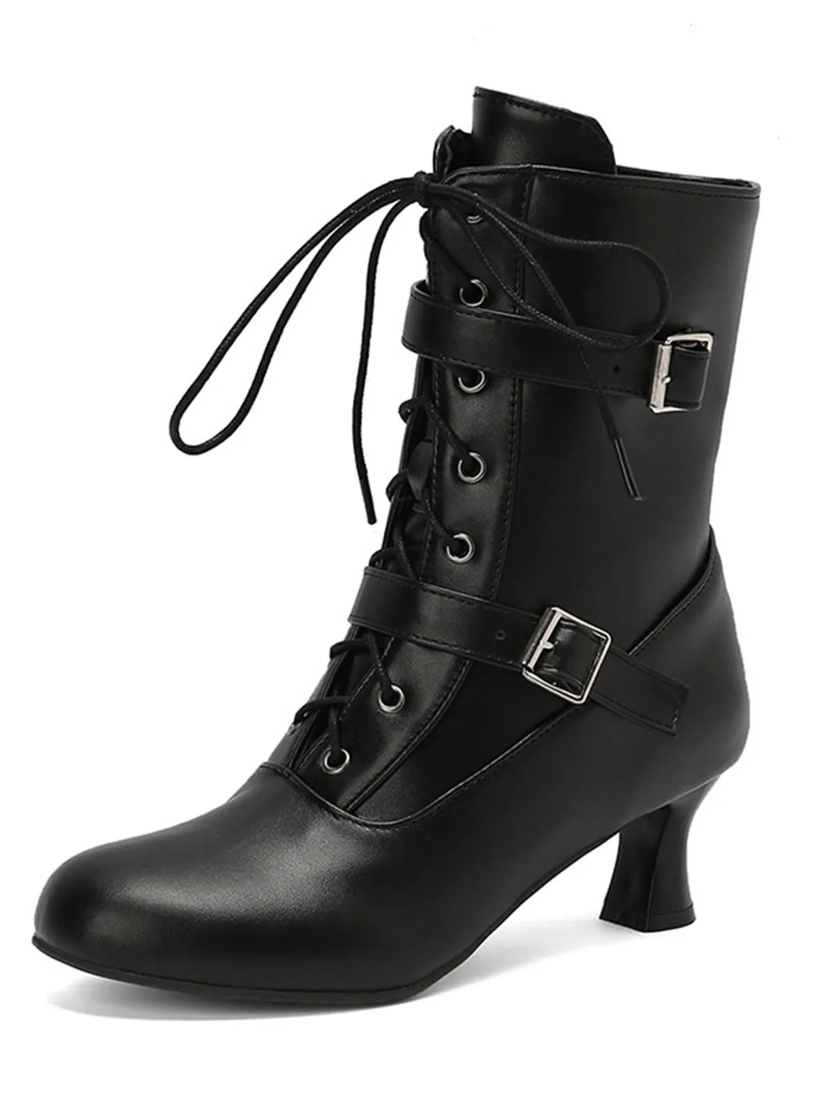 Vintage Leather Lace-up High Heel Boots sold by Retro Stage
