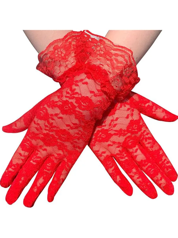 Retro Lace Floral Solid Gloves sold by Retro Stage