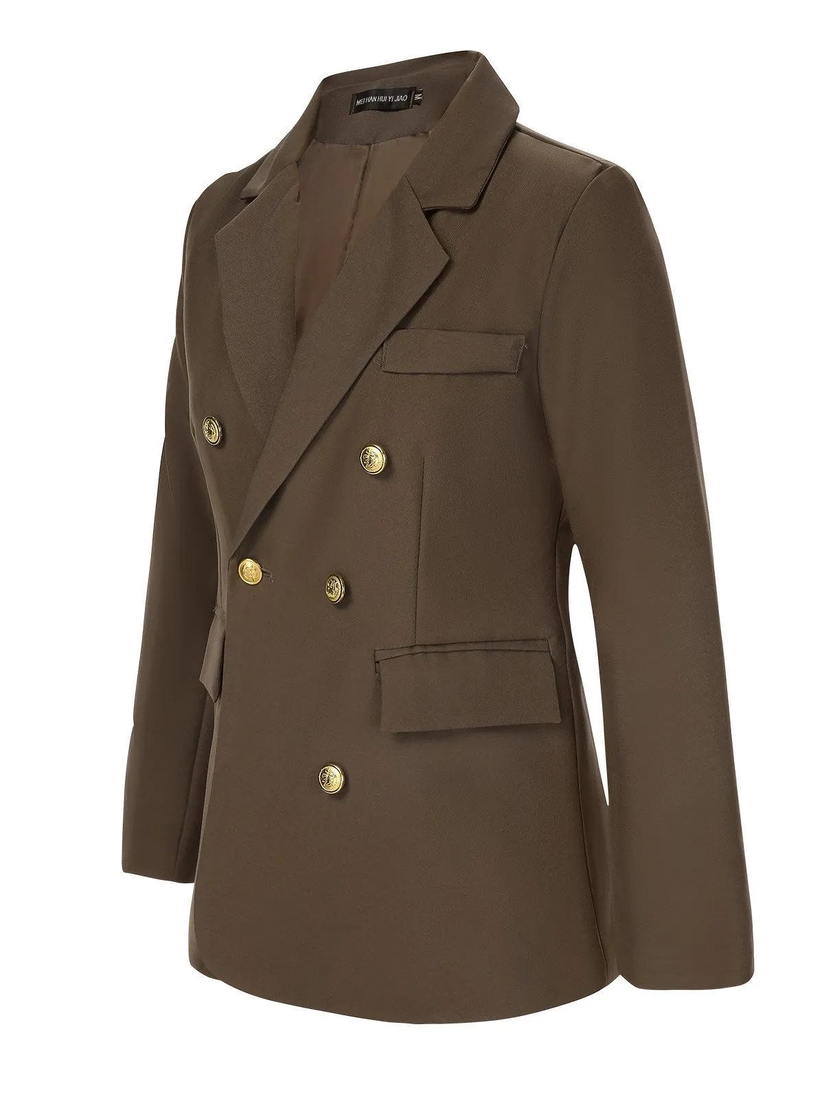Coffee 1940s Solid Lapel Double Breasted Coat sold by Retro Stage product image thumbnail 3