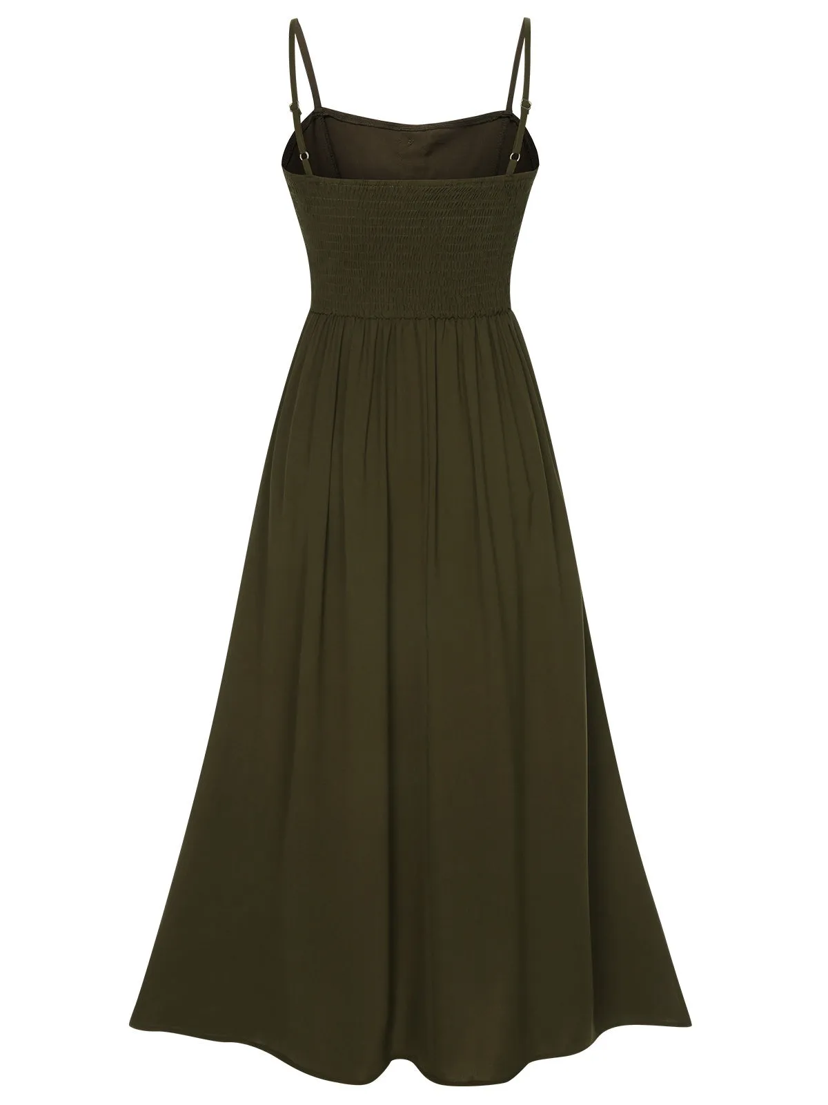 Dark Green 1940s Solid Button Sling Dress sold by Retro Stage product image thumbnail 3