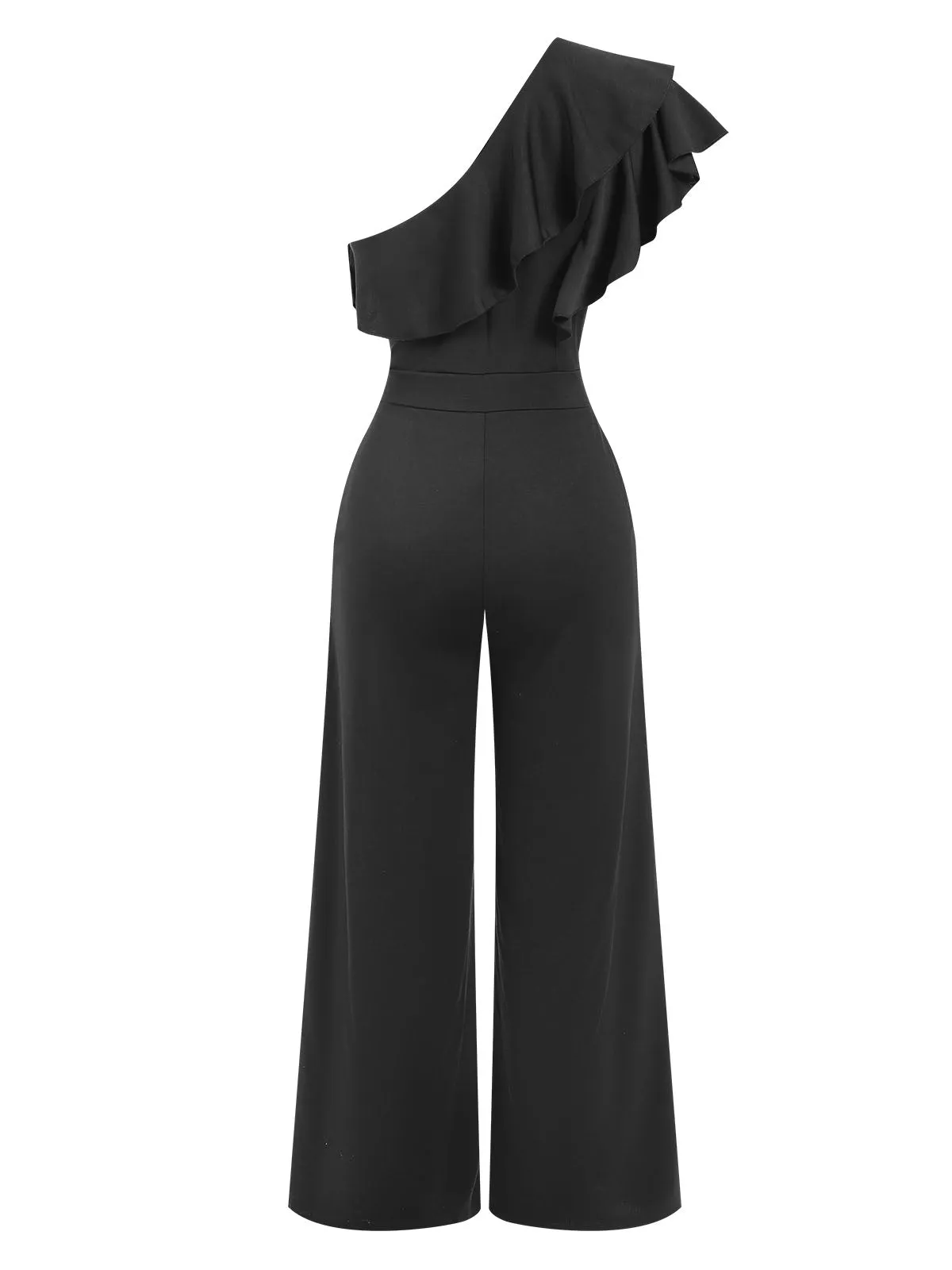 Black 1940s Solid One Shoulder Jumpsuit sold by Retro Stage product image thumbnail 3