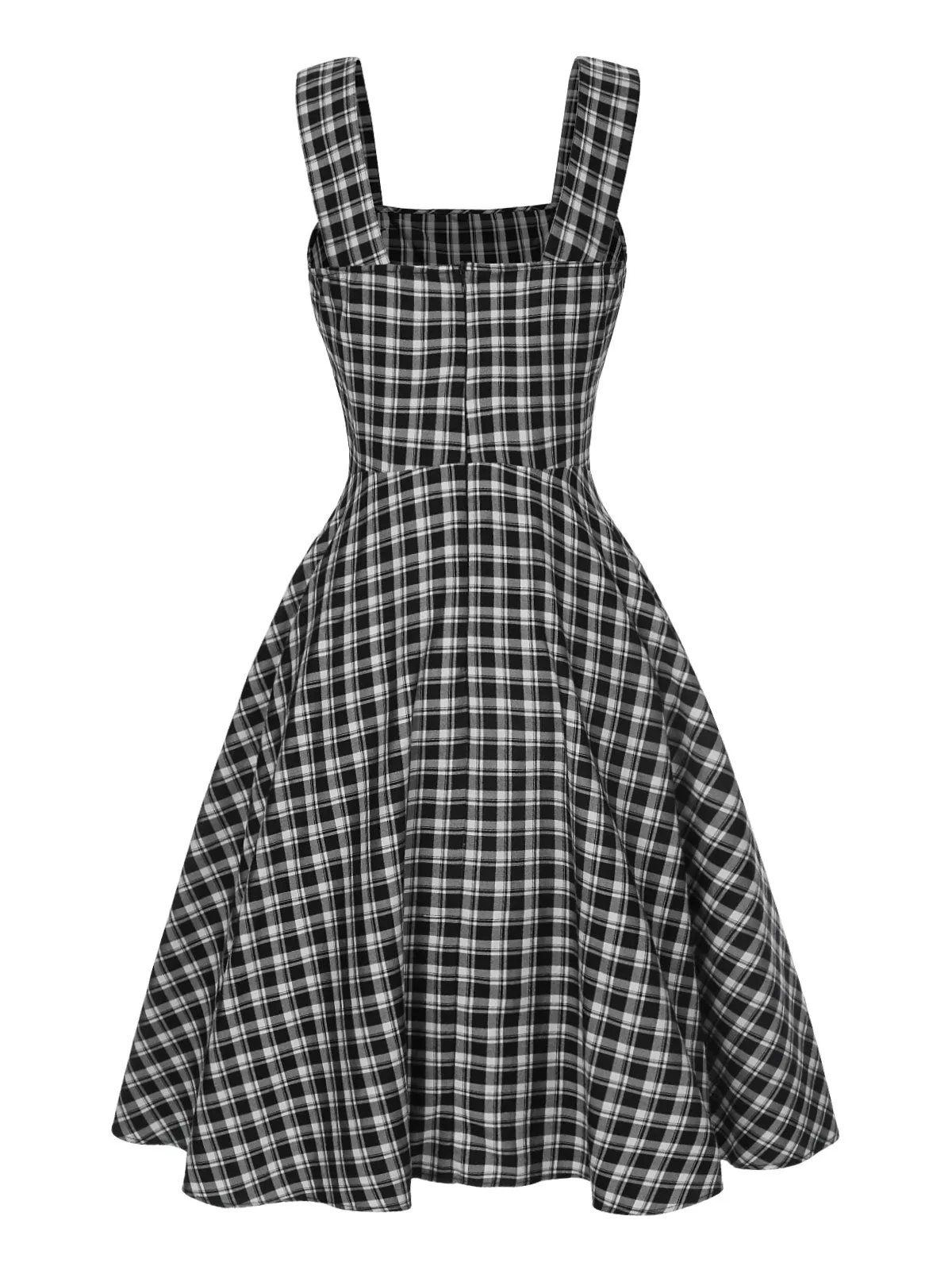 Dark Gray 1950s Strap Plaids Sleeveless Dress sold by Retro Stage product image thumbnail 4