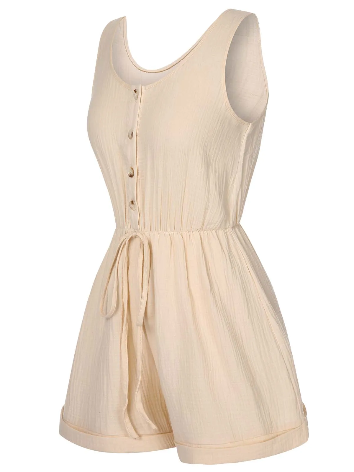 Beige 1950s Strap Belted Sleeveless Romper sold by Retro Stage product image thumbnail 2