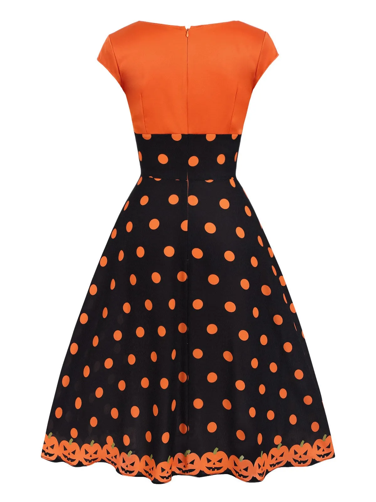 Orange 1950s Pumpkin Face Sweetheart Neck Dress sold by Retro Stage product image thumbnail 4