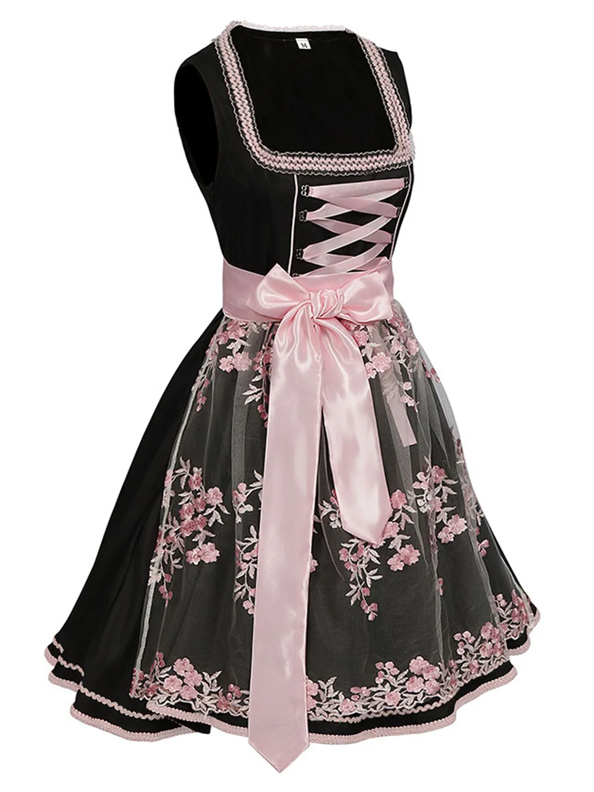 2PCS Black 1950s Oktoberfest Dress With Embroidered Apron sold by Retro Stage product image thumbnail 2