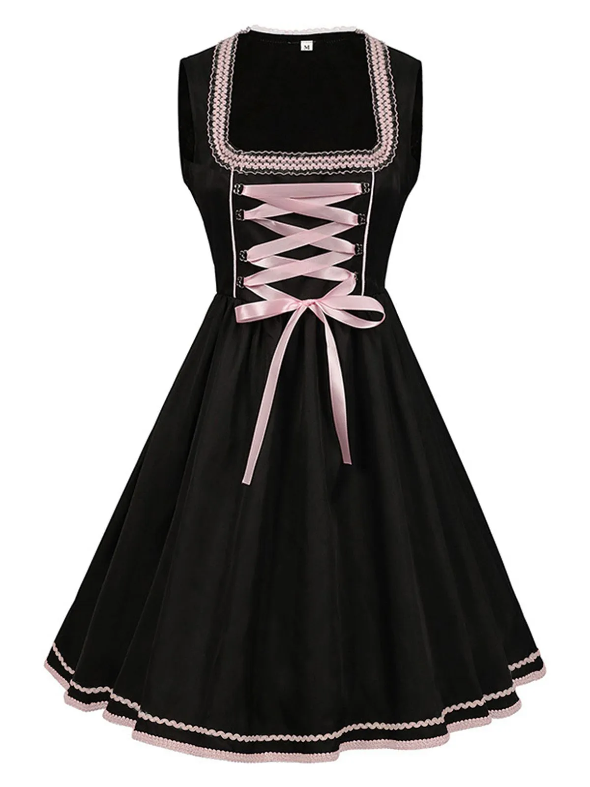 2PCS Black 1950s Oktoberfest Dress With Embroidered Apron sold by Retro Stage product image thumbnail 3