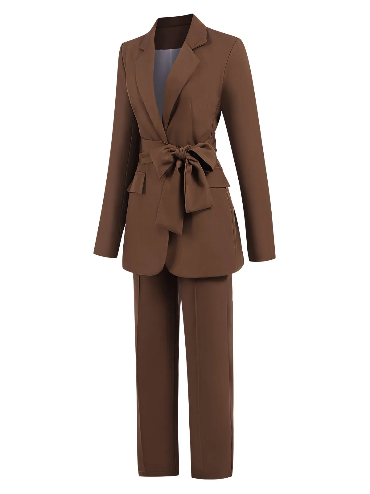 2PCS Brown 1960s Lace-up Blazer Coat & Pants Suit Set sold by Retro Stage product image thumbnail 4