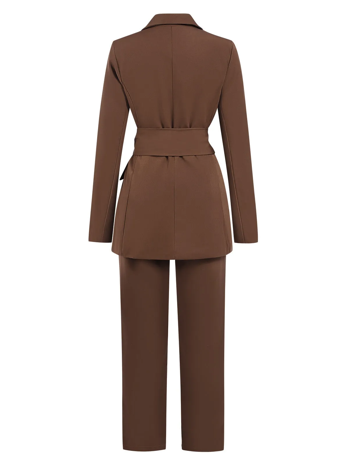 2PCS Brown 1960s Lace-up Blazer Coat & Pants Suit Set sold by Retro Stage product image thumbnail 3