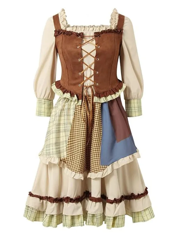 2PCS Multicolor 1950s Oktoberfest Puff Sleeves Dress sold by Retro Stage