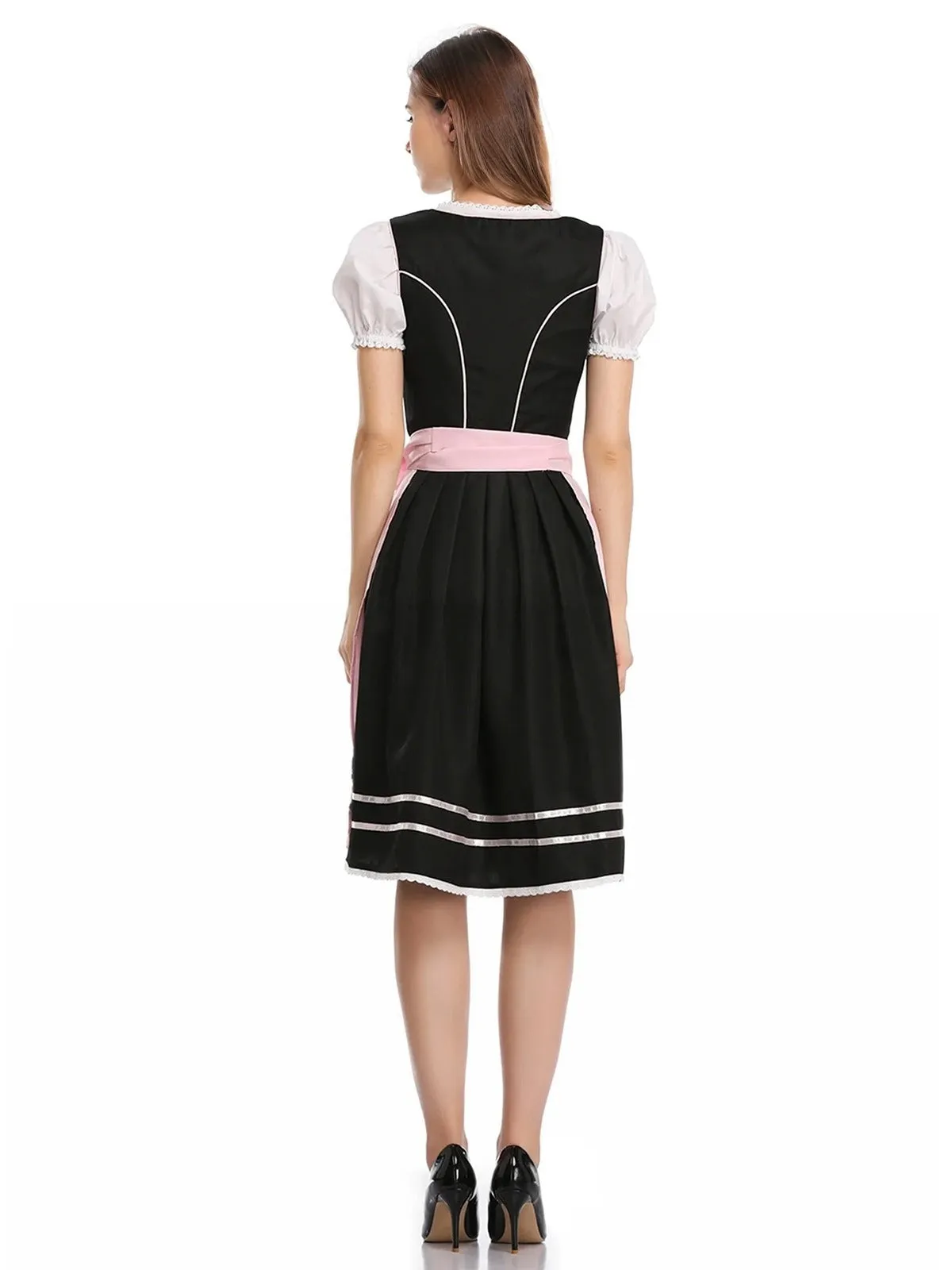 2PCS Pink 1950s Oktoberfest Puff Sleeves Embroidered Dress sold by Retro Stage product image thumbnail 3