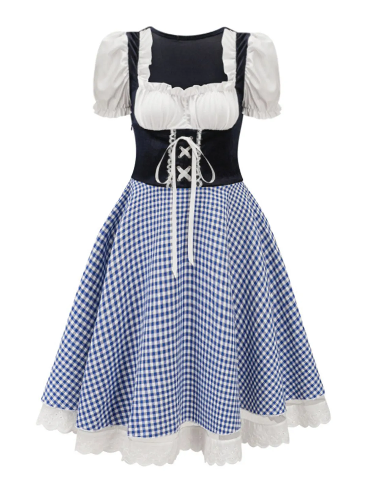 1950s Oktoberfest Puff Sleeves Gingham Plaid Dress sold by Retro Stage product image thumbnail 4