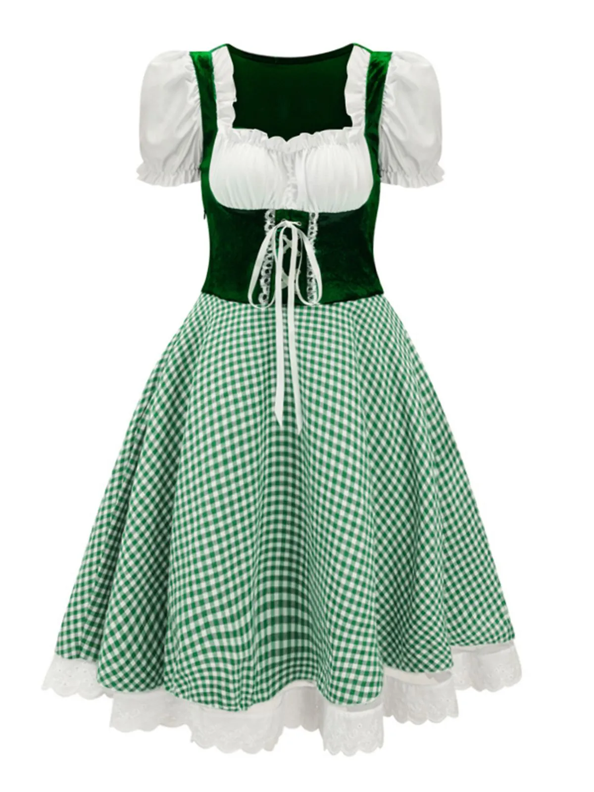 1950s Oktoberfest Puff Sleeves Gingham Plaid Dress sold by Retro Stage product image thumbnail 3