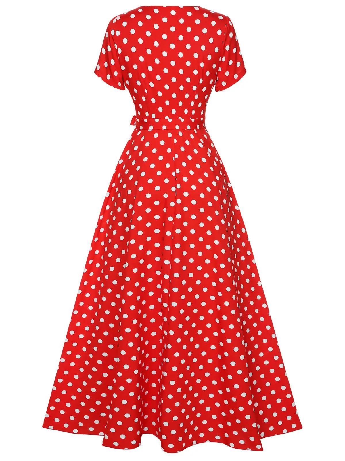 1930s Side Slit Deep V-Neck Polka Dots Dress sold by Retro Stage product image thumbnail 3