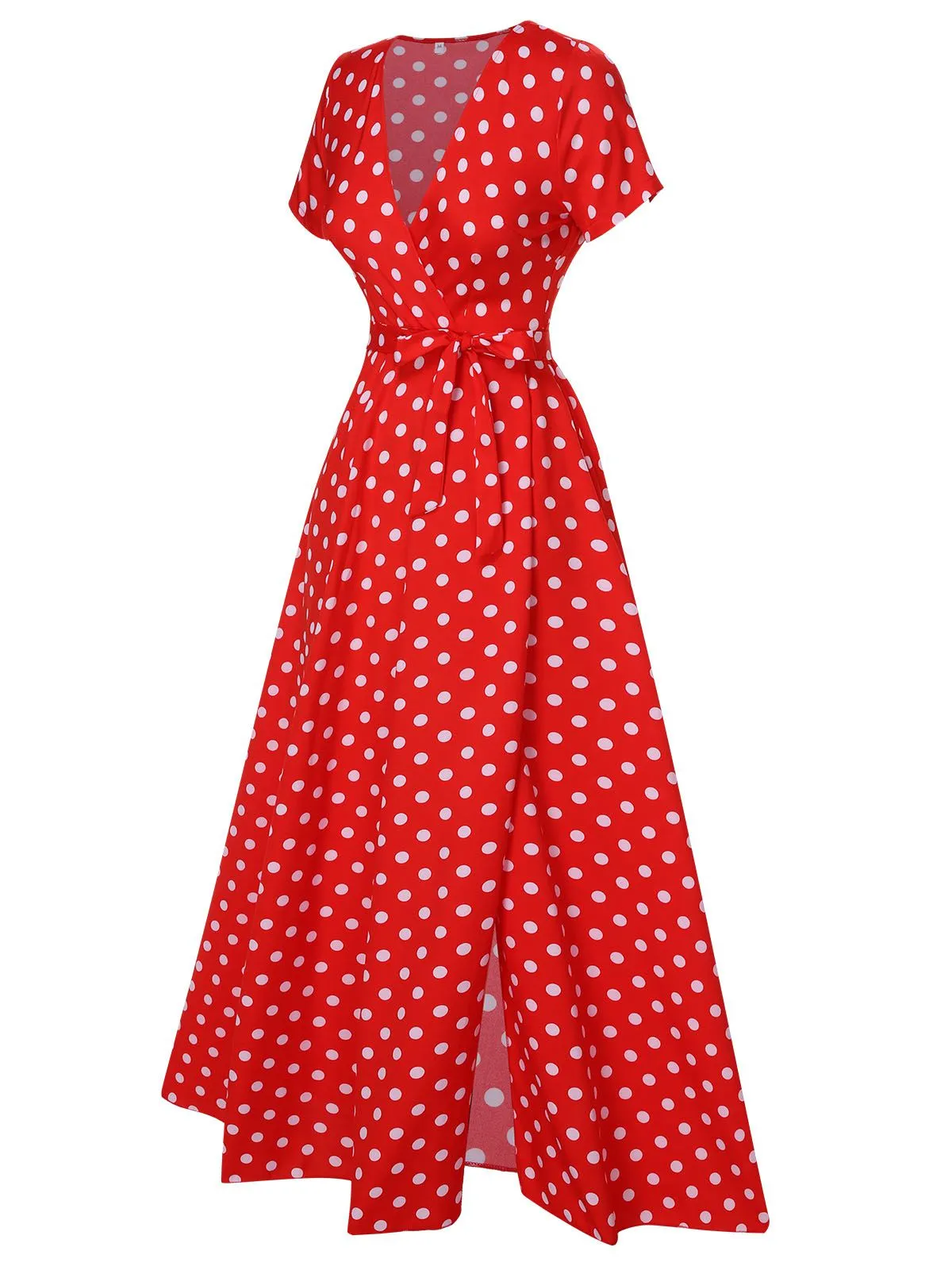 1930s Side Slit Deep V-Neck Polka Dots Dress sold by Retro Stage product image thumbnail 2