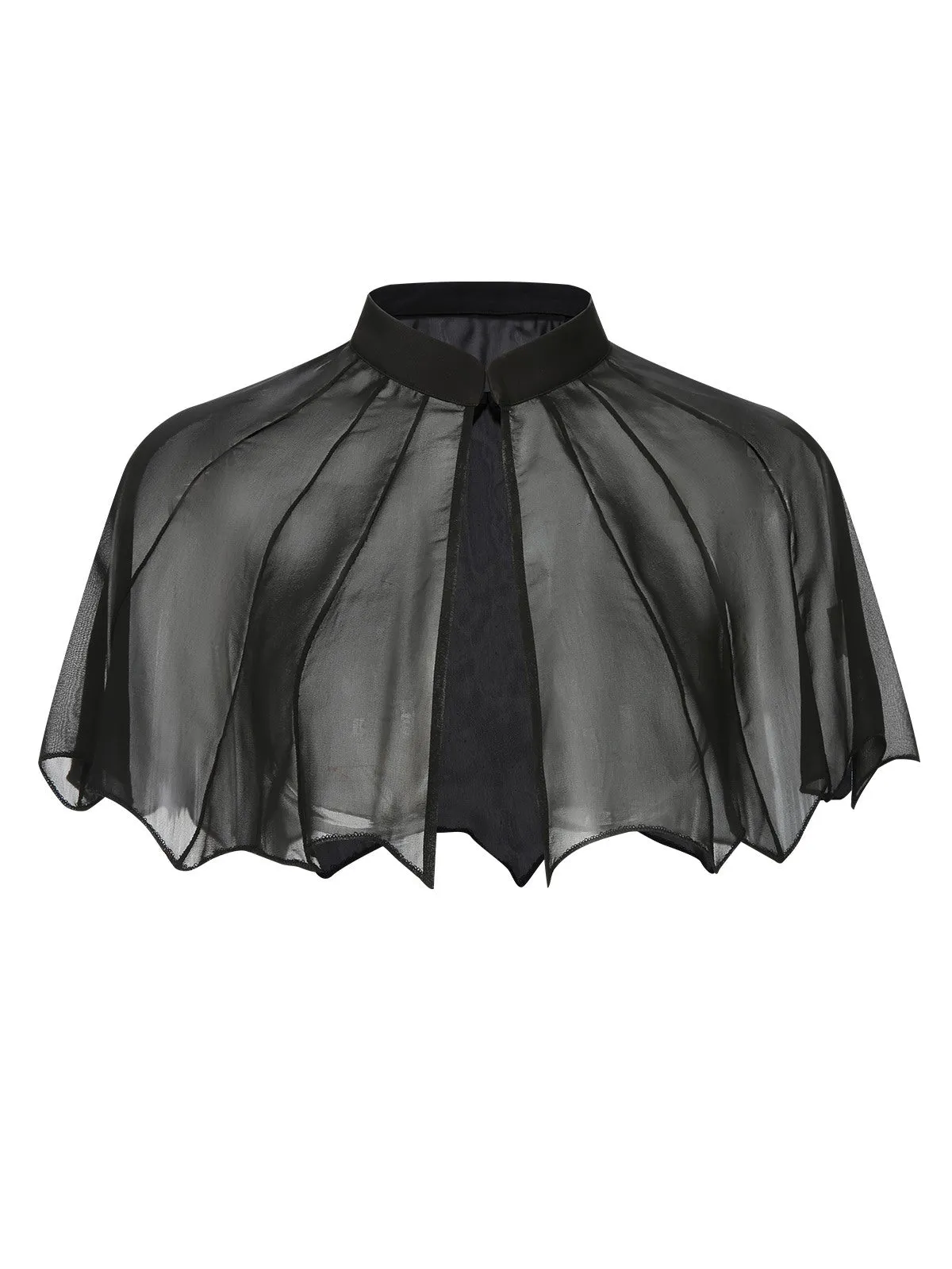 Black 1950s Solid Bat Wing Sheer Cape sold by Retro Stage
